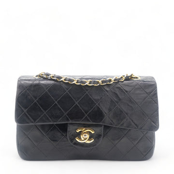 Chanel Vintage Black Quilted Lambskin Leather Classic Small Double Flap Bag