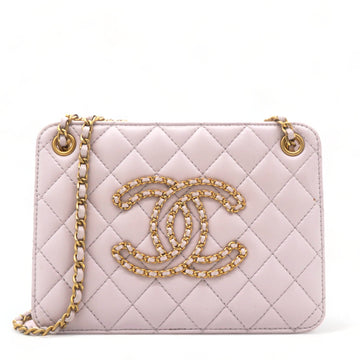 Chanel Calfskin Quilted Small CC Chain Accordion Tote Lilac Purple