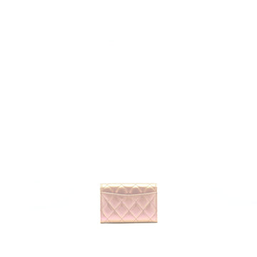 Chanel 21K Iridescent Pink Flap Card Holder