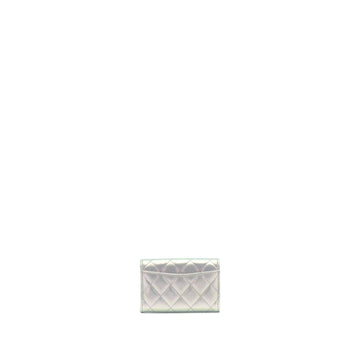 Chanel 21K Iridescent Grey Flap Card Holder