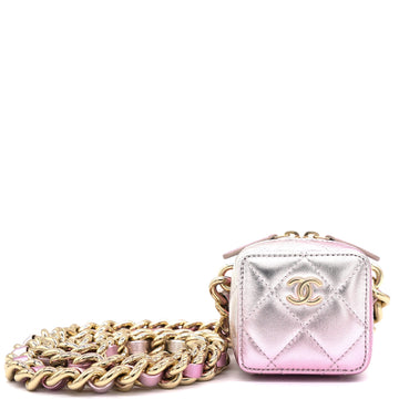 Chanel Gradient Metallic Gold and Pink Lambskin Clutch with Chain
