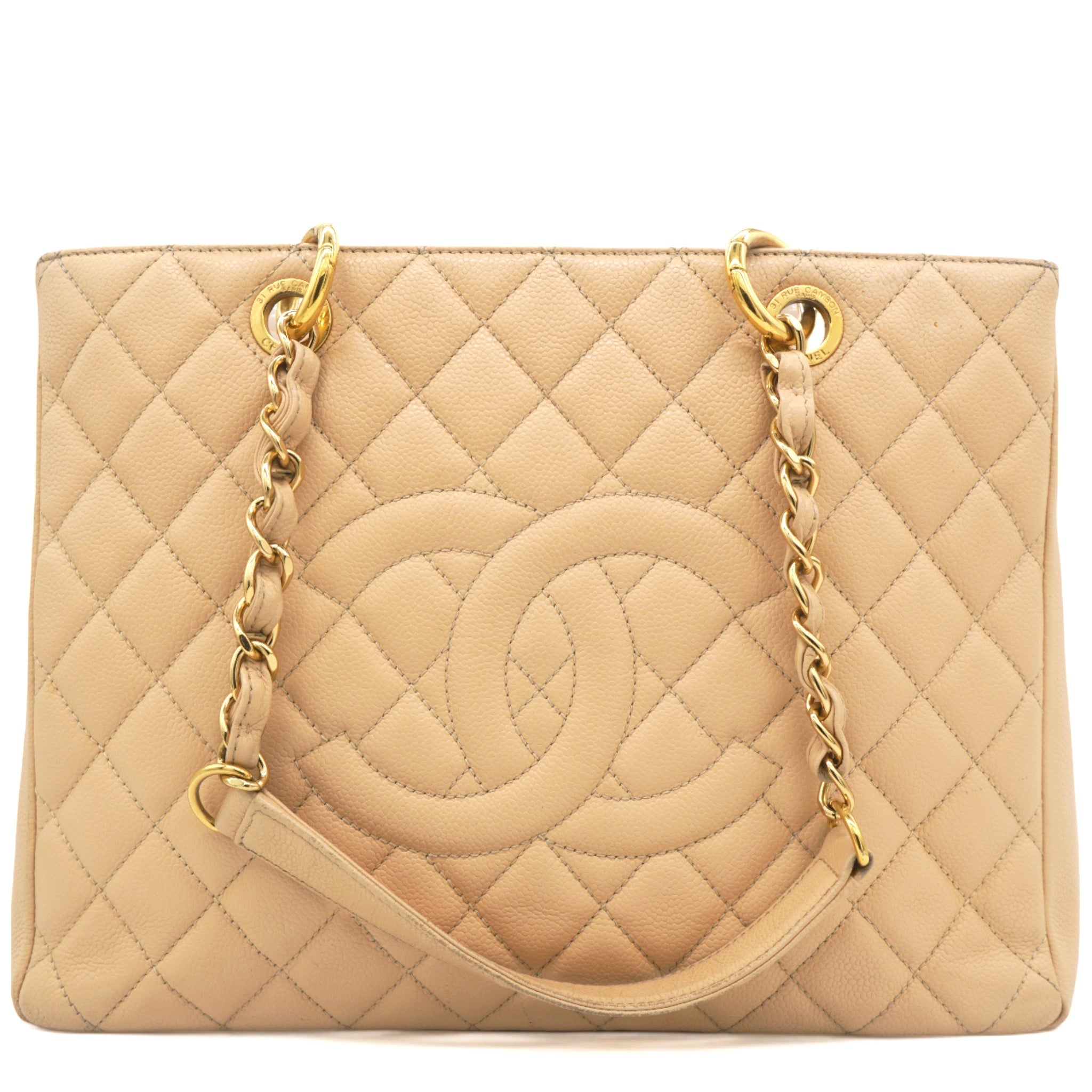Chanel Caviar Quilted Grand Shopping Tote GST Beige Clair