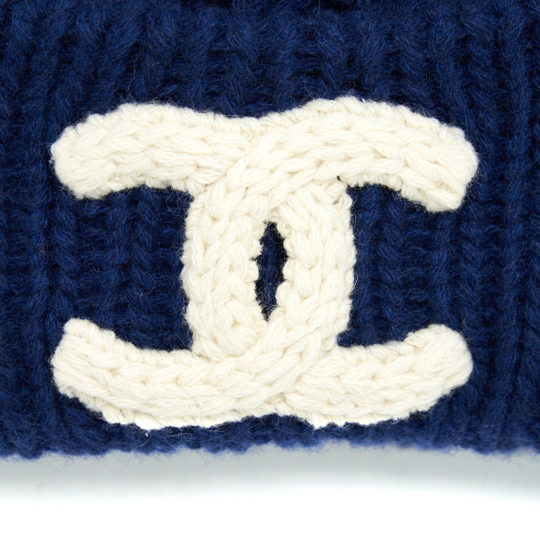 Chanel 21K CC Logo Cashmere Hat Blue