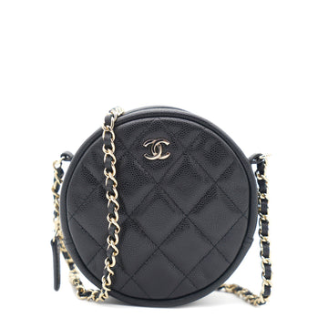 Chanel Mini Round Purse Vanity Caviar Leather Black