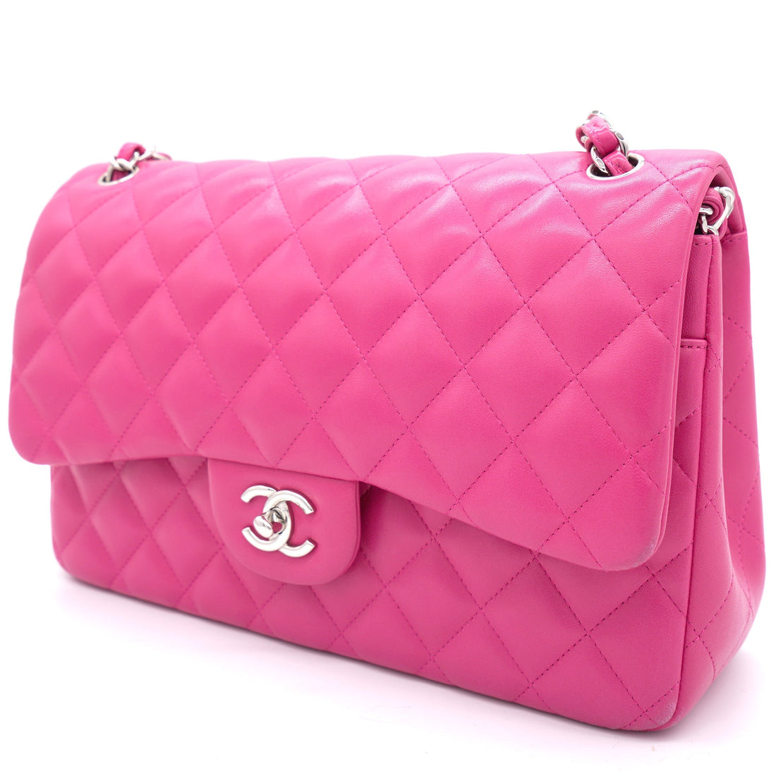 Chanel Pink Quilted Lambskin Leather Jumbo Classic Double Flap Bag
