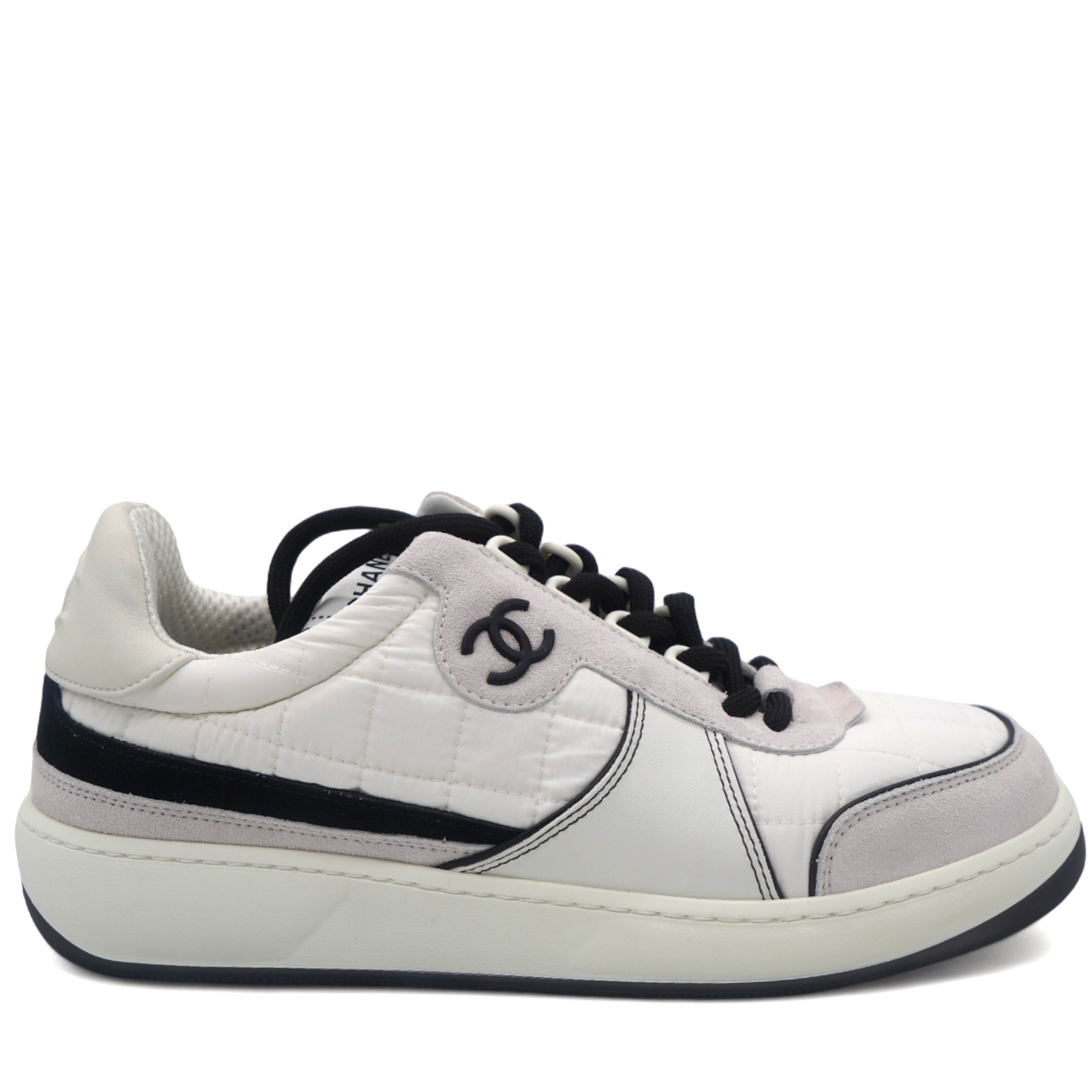 Chanel Suede Fabric Calfskin Women CC Sneakers 39