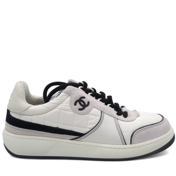 Chanel Suede Fabric Calfskin Women CC Sneakers 39