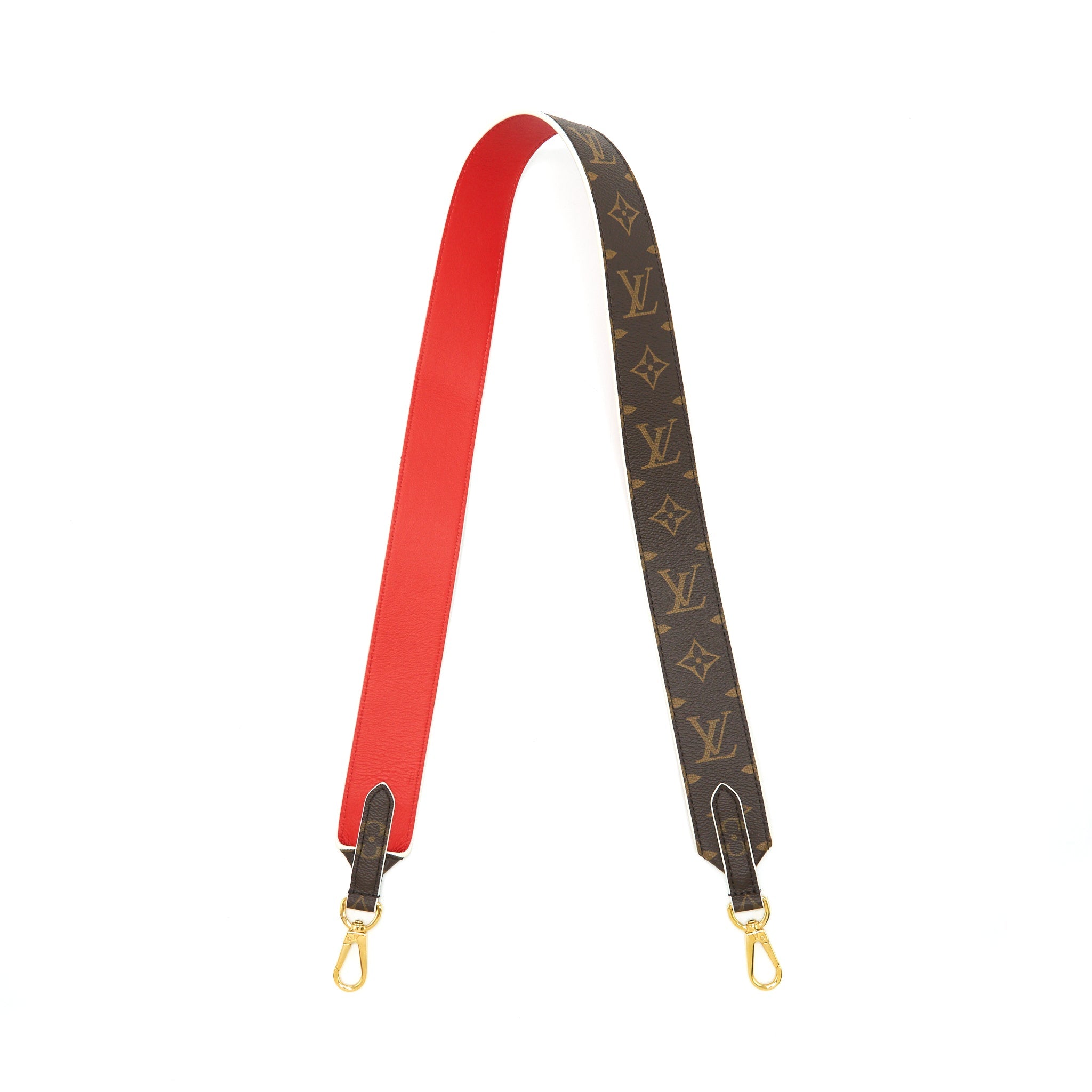 Louis Vuitton Bandouliere double side Shoulder Strap Monogram Canvas Red GHW