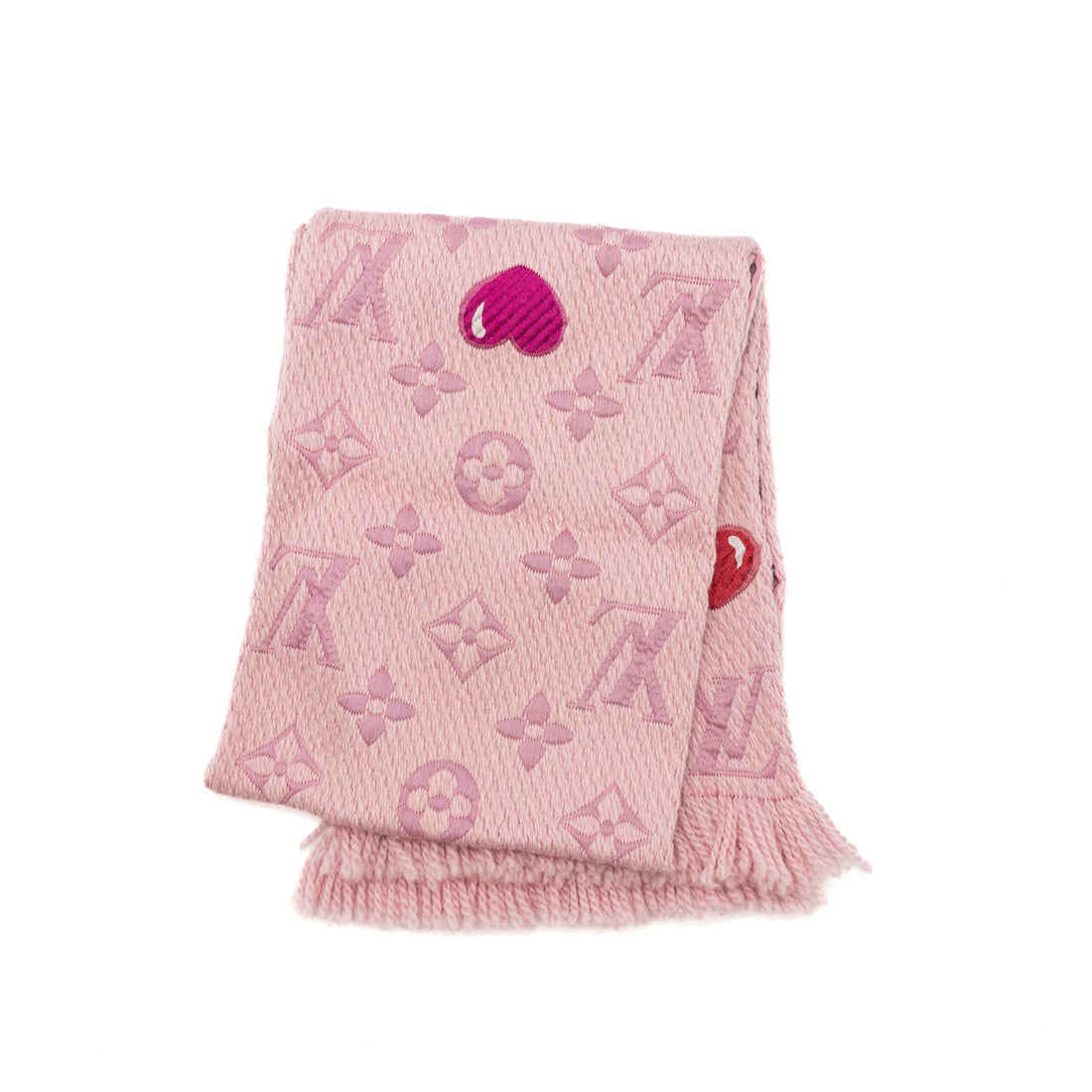 Louis Vuitton scarf wool /silk pink with limited print