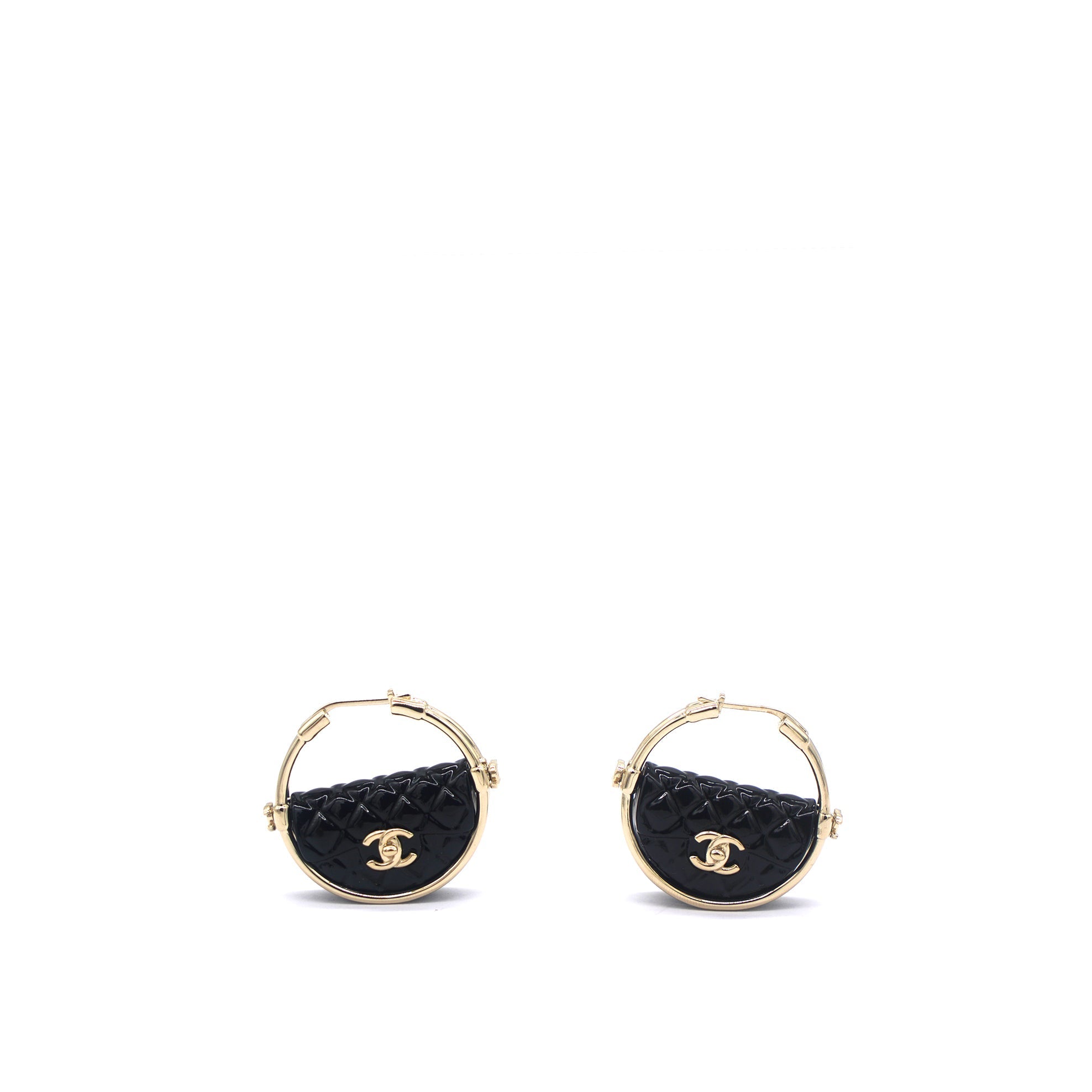 Chanel Quilted Flap Hoop Earrings