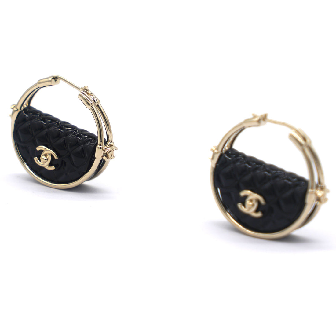 Chanel Quilted Flap Hoop Earrings