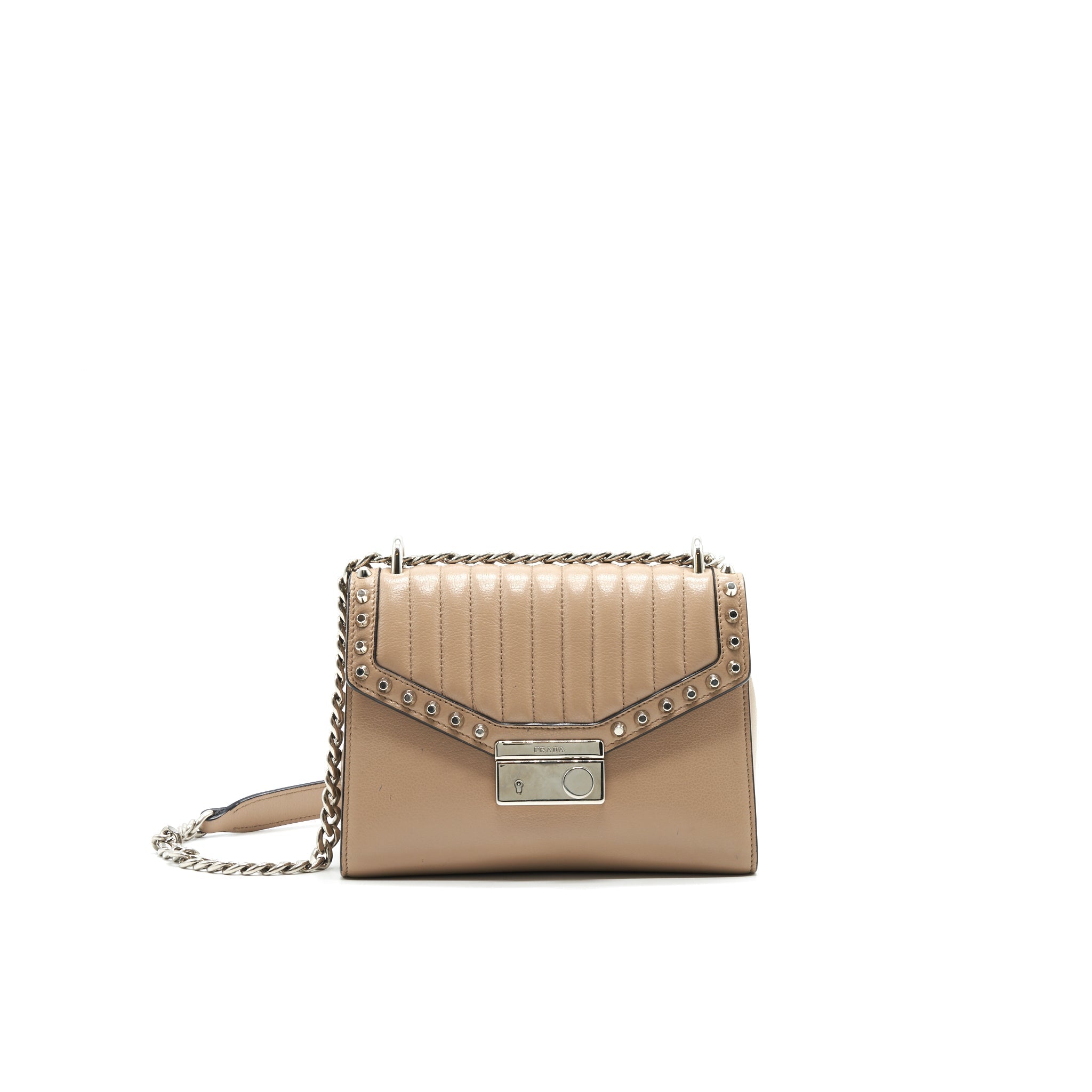 PRADA Small Leather Bag Beige SHW