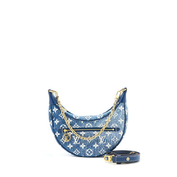 Louis Vuitton Half-Moon Loop Baguette Handbag Denim Blue GHW