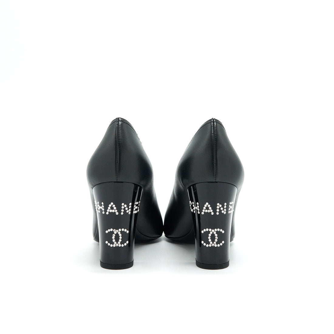 Chanel size38 pump Shoes black with Letter on heel