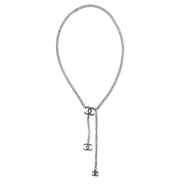 Chanel Silver Tone Enamel CC Charm Chain Belt