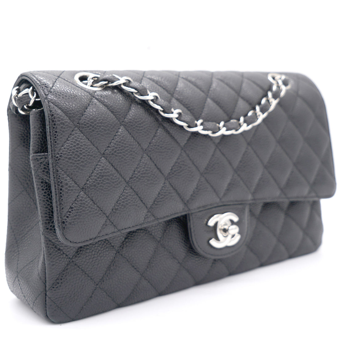 Chanel Caviar Quilted Medium Double Flap Black SHW