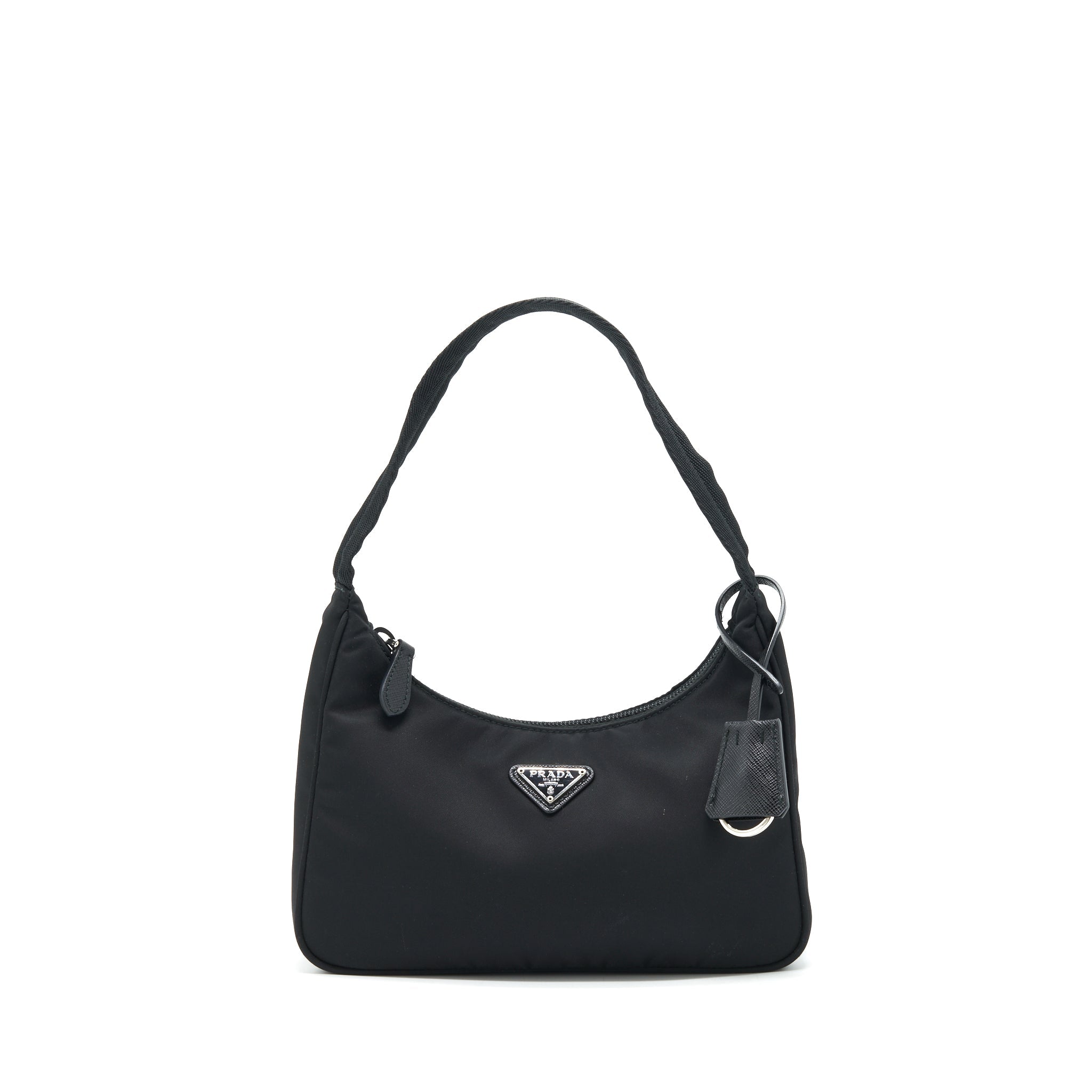 Prada Nylon Mini Tessuto Shoulder Bag Black SHW