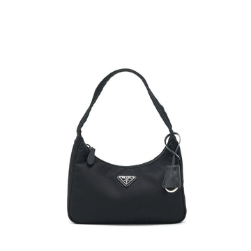 Prada Nylon Mini Tessuto Shoulder Bag Black SHW