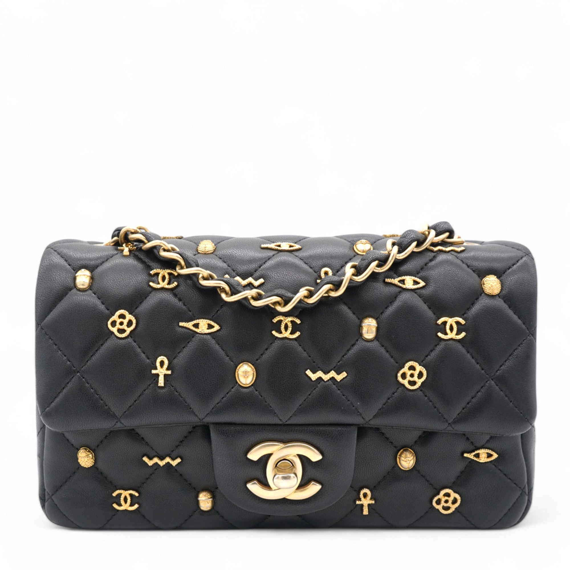 Chanel Quilted Egyptian Amulet Mini Rectangular Flap Black