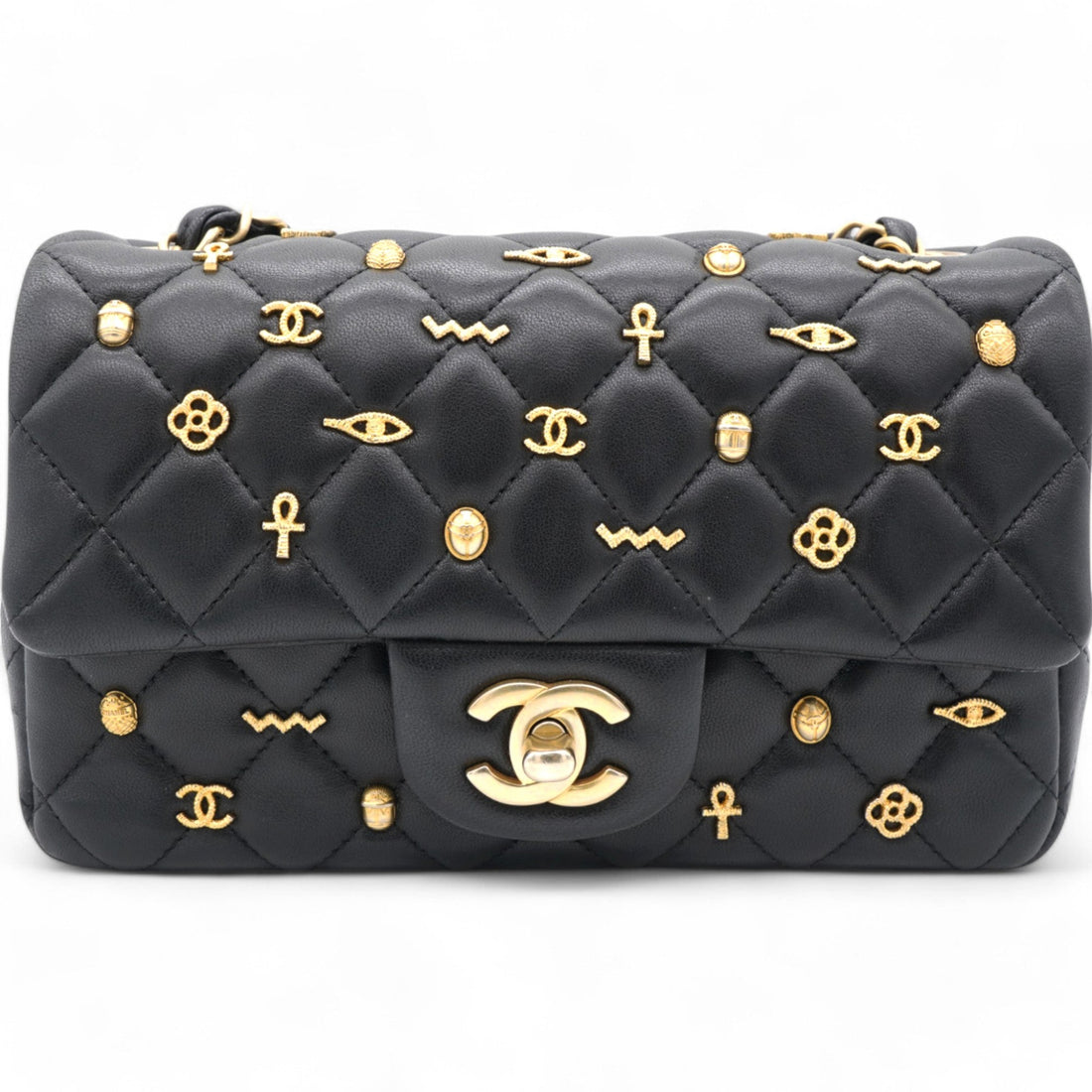 Chanel Quilted Egyptian Amulet Mini Rectangular Flap Black