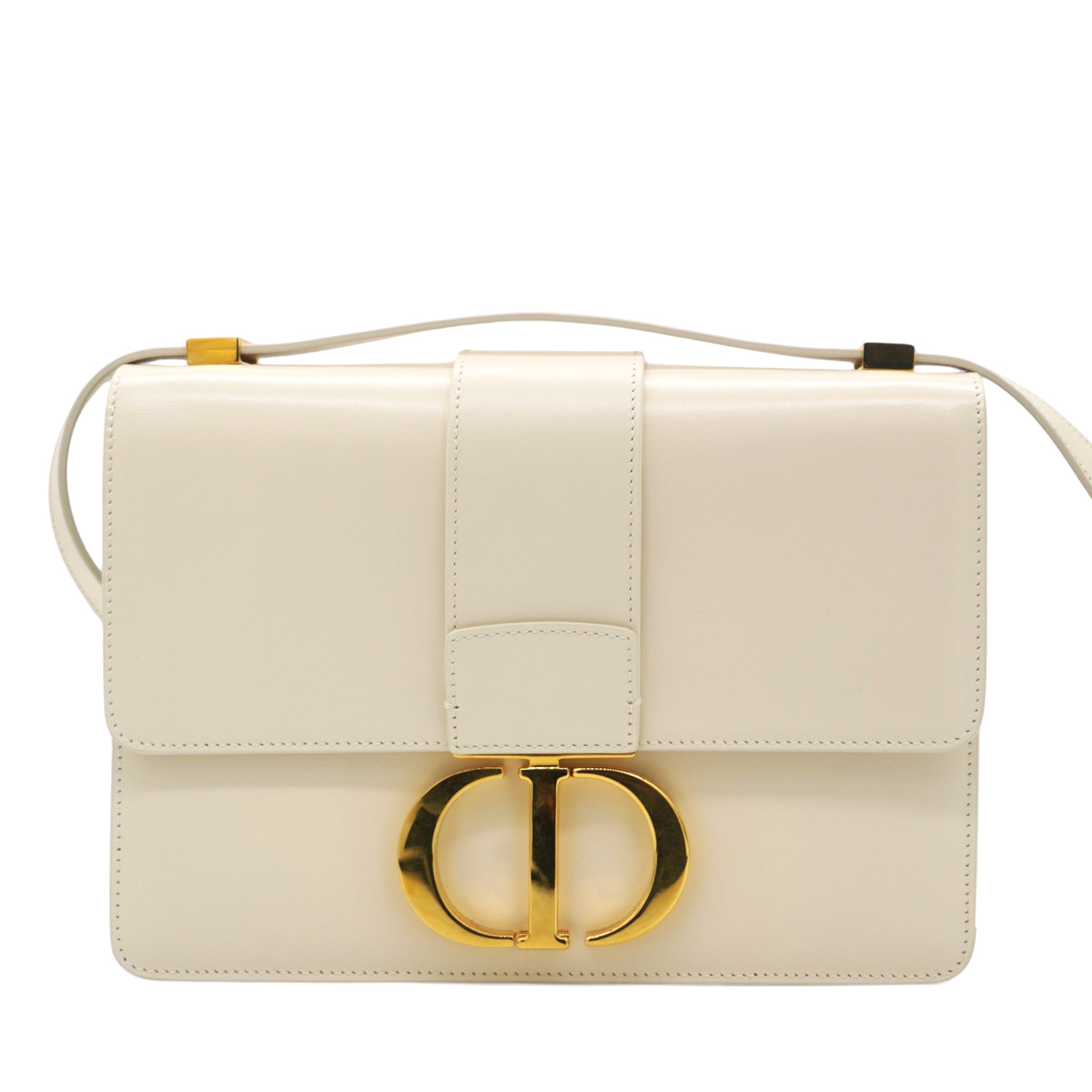 Dior White Leather 30 Montaigne Shoulder Bag