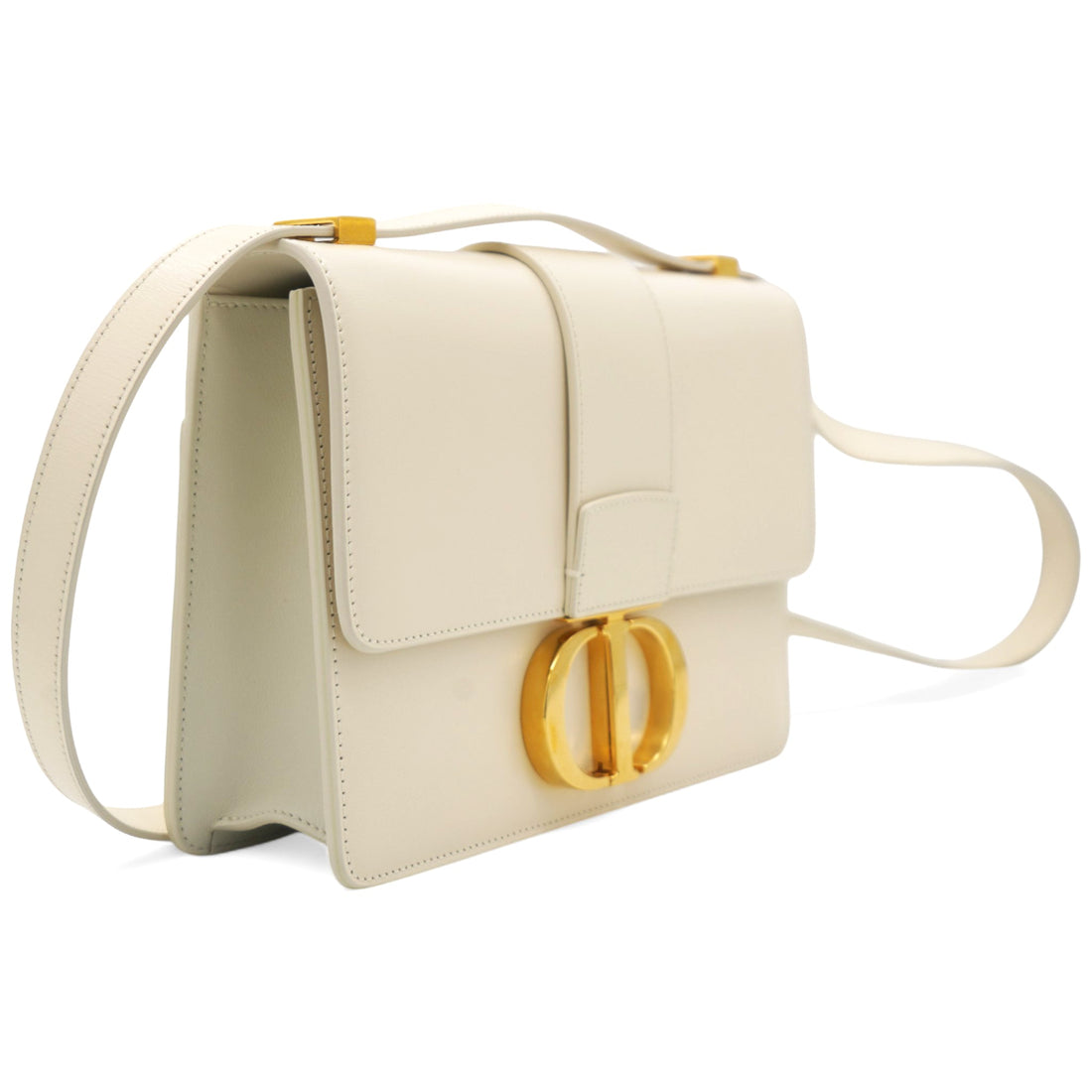 Dior White Leather 30 Montaigne Shoulder Bag