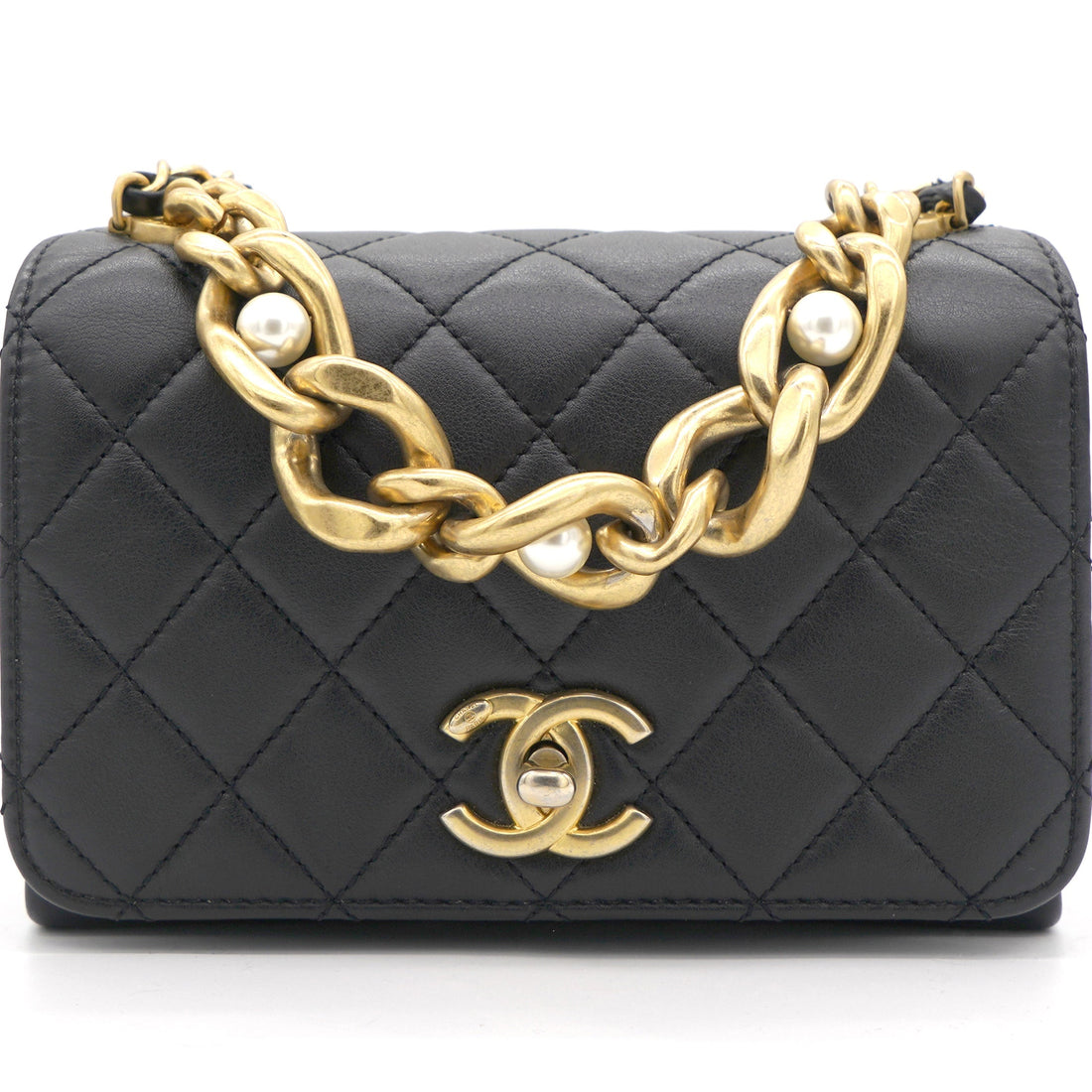 Chanel Pearl Boy Chain Bag Black