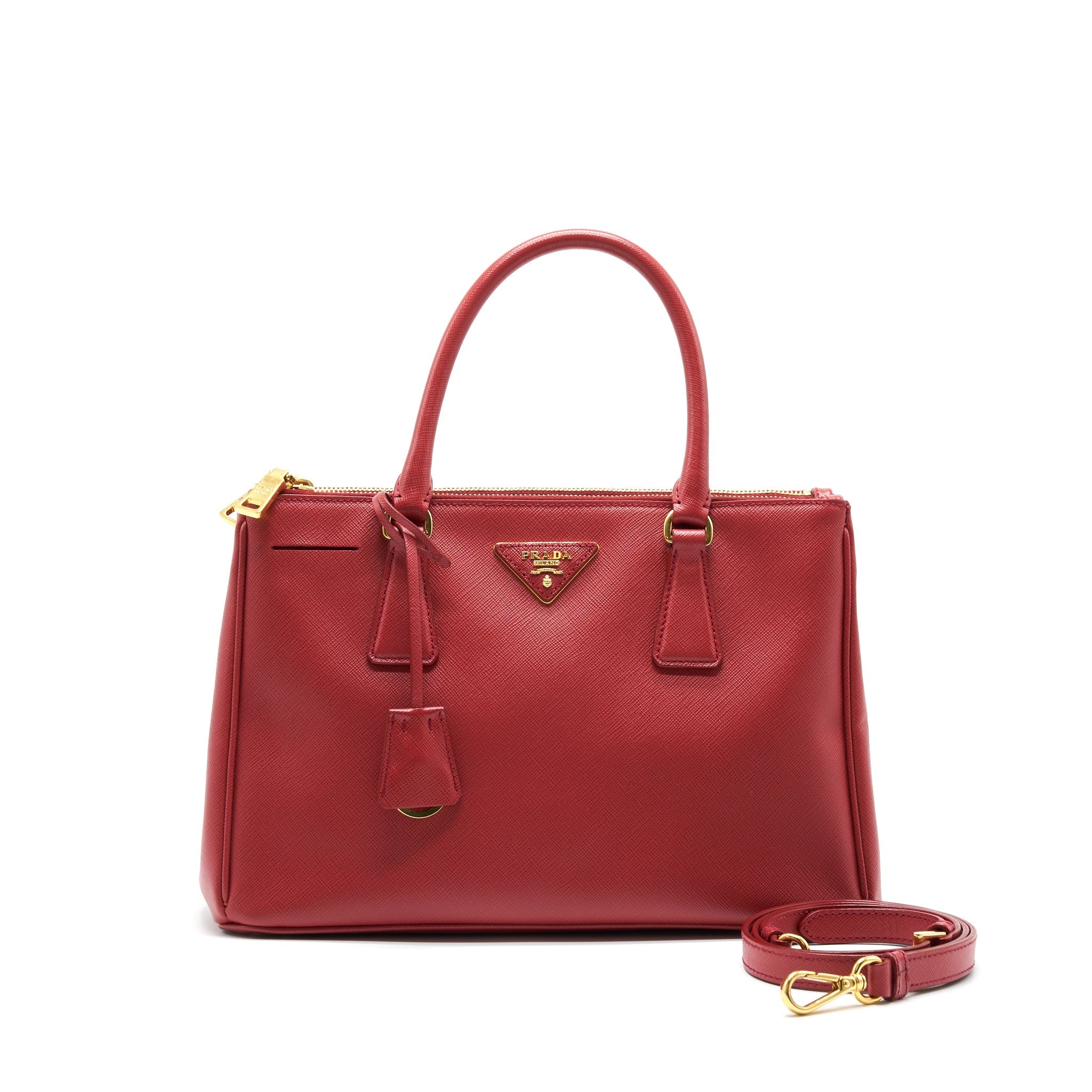 Prada Saffiano Tote Bag Red with GHW