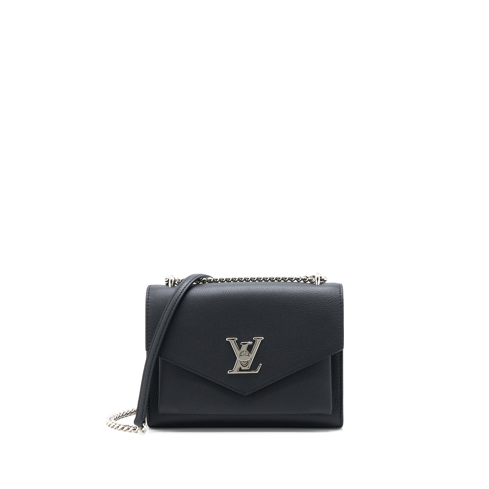 Louis Vuitton Mylockme Satchel Chain Bag Calfskin Black SHW