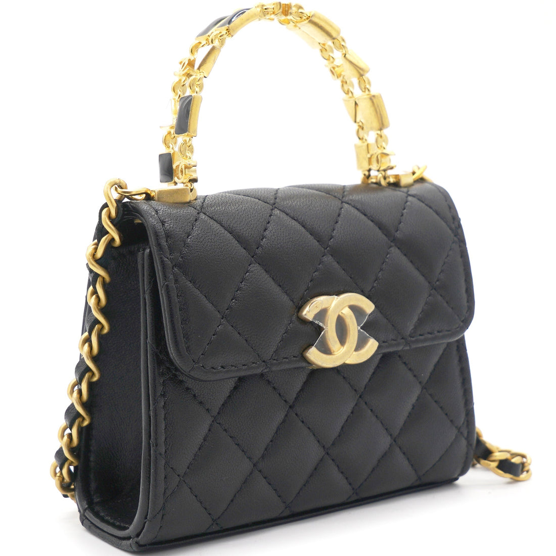 Chanel Mini Handle Clutch with Chain Black