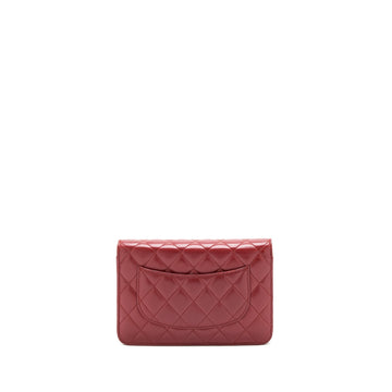Chanel Classic Wallet On Chain Lambskin Dark Red SHW