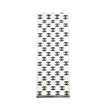 Chanel CC full logo Wool / cashmere double side scarf black/ white