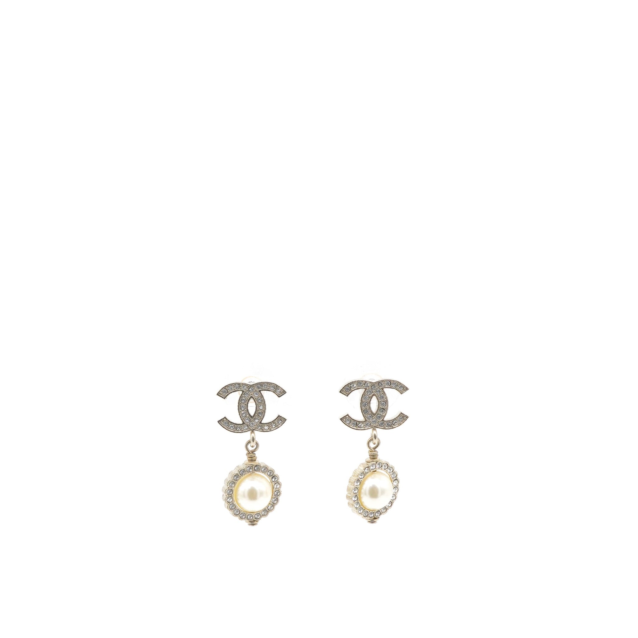 Chanel Pearl CC Drop Earrings