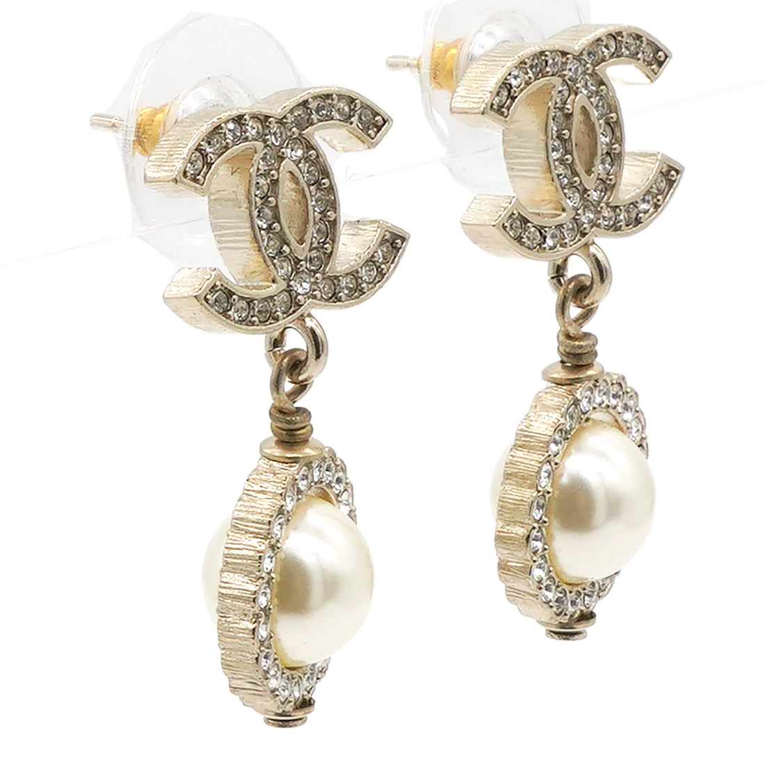 Chanel Pearl CC Drop Earrings