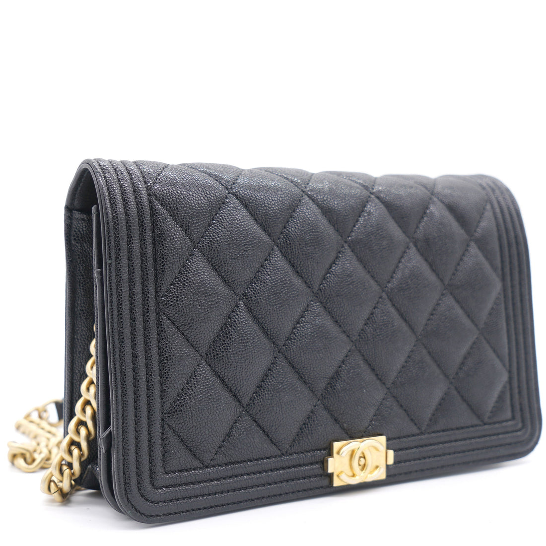 Chanel Caviar Quilted Boy Wallet on Chain WOC Black