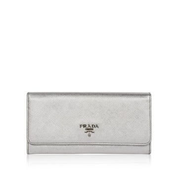 Prada Metallic Saffiano Wallet
