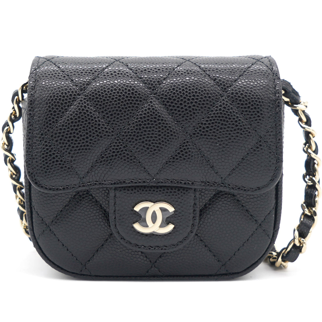 Chanel Caviar Quilted Mini Clutch With Chain Black