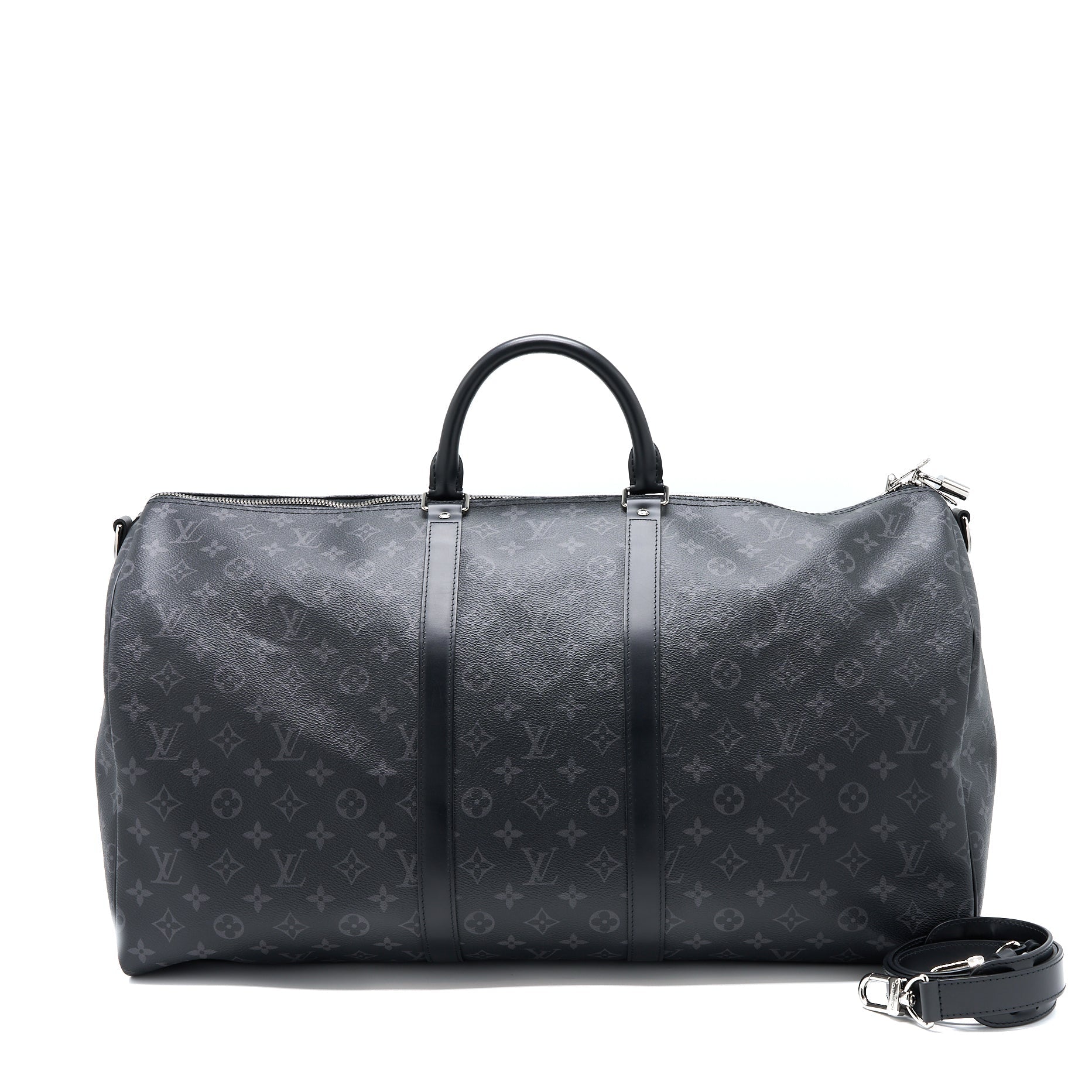 Louis Vuitton Keepall 55 with Shoulder Strap Monogram Eclipse Canvas SHW