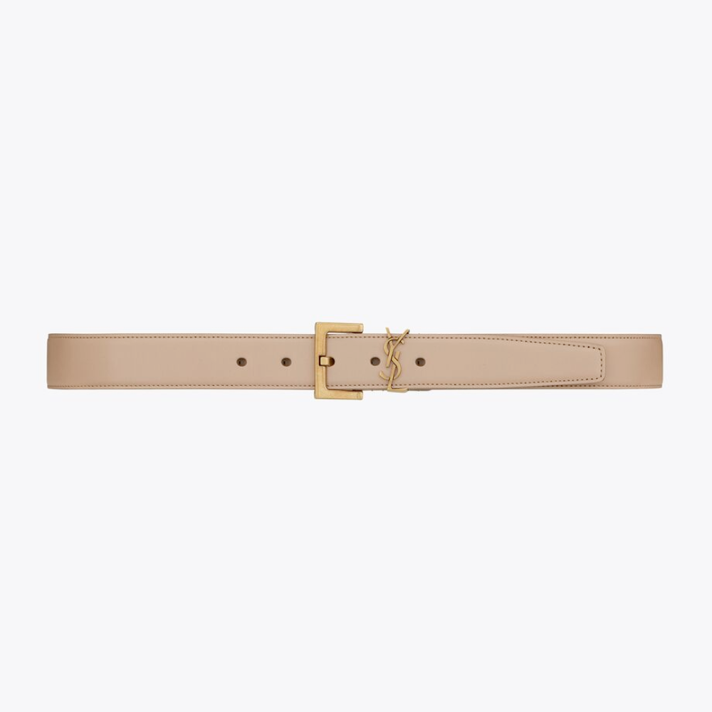 Dark Beige Cassandre Belt With Square Buckle Designer Belts for Women
