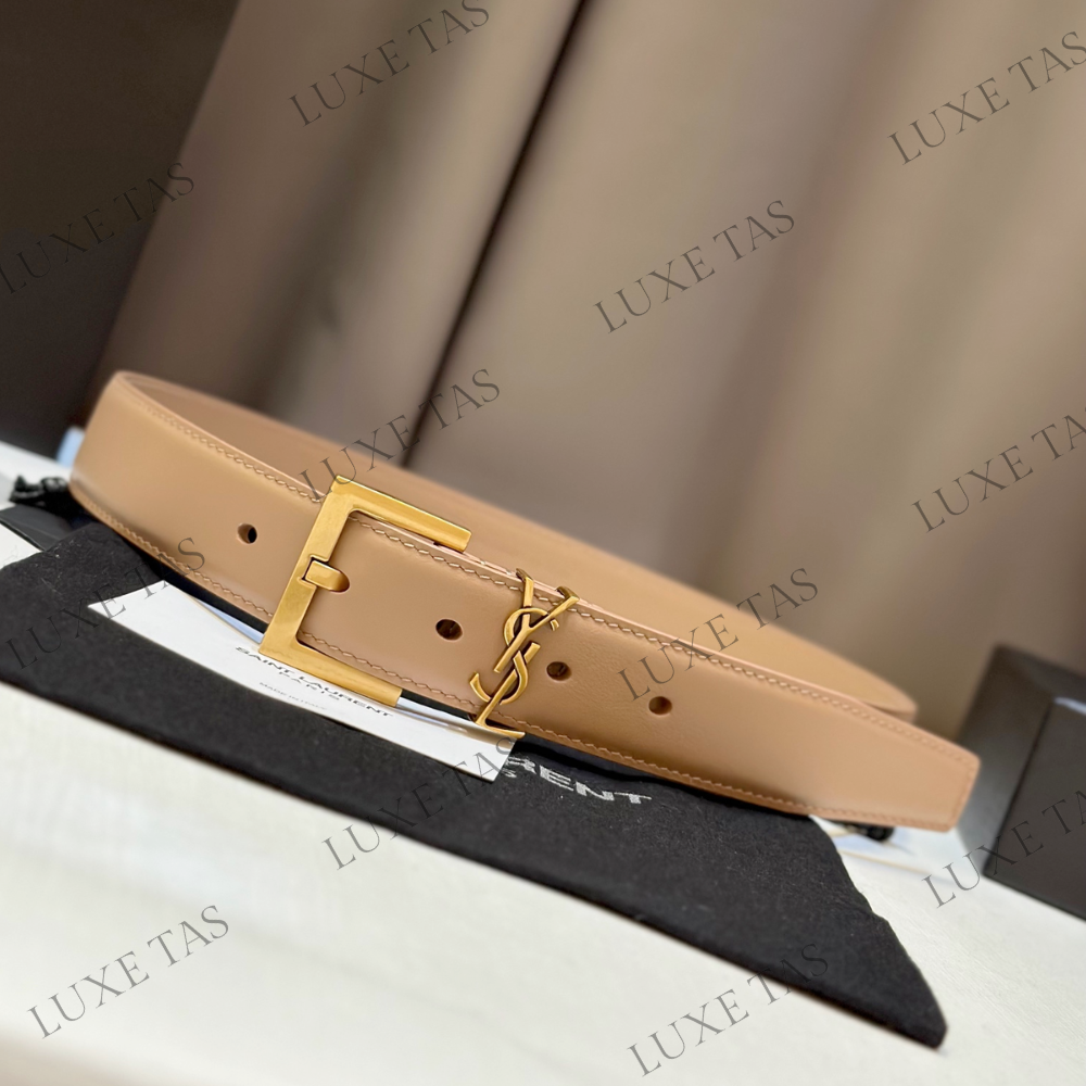 Dark Beige Cassandre Belt With Square Buckle Designer Belts for Women