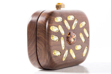 Devi Kroell Wooden Box Crystal Embellished Clutch