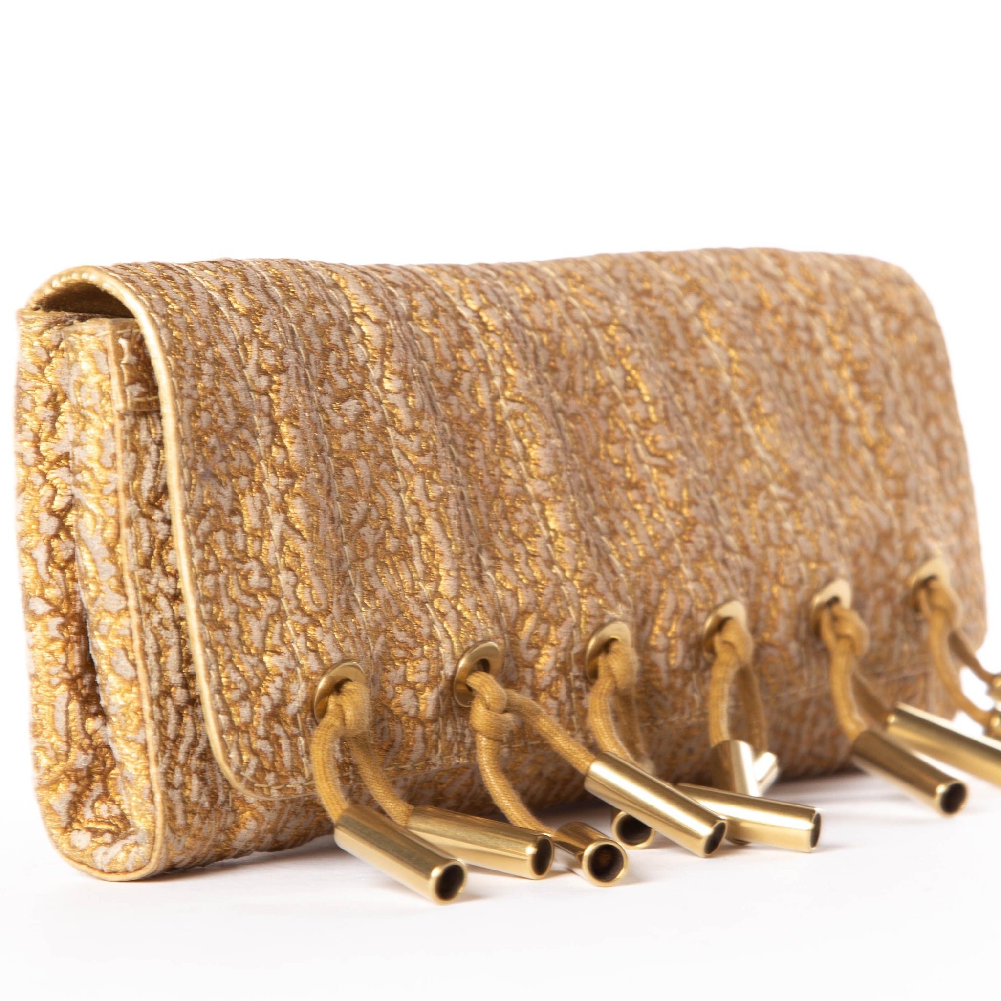 Donna Karan Metallic Gold Magnetic Closure Clutch