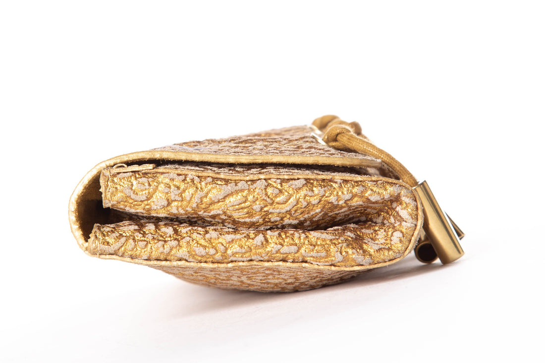 Donna Karan Metallic Gold Magnetic Closure Clutch