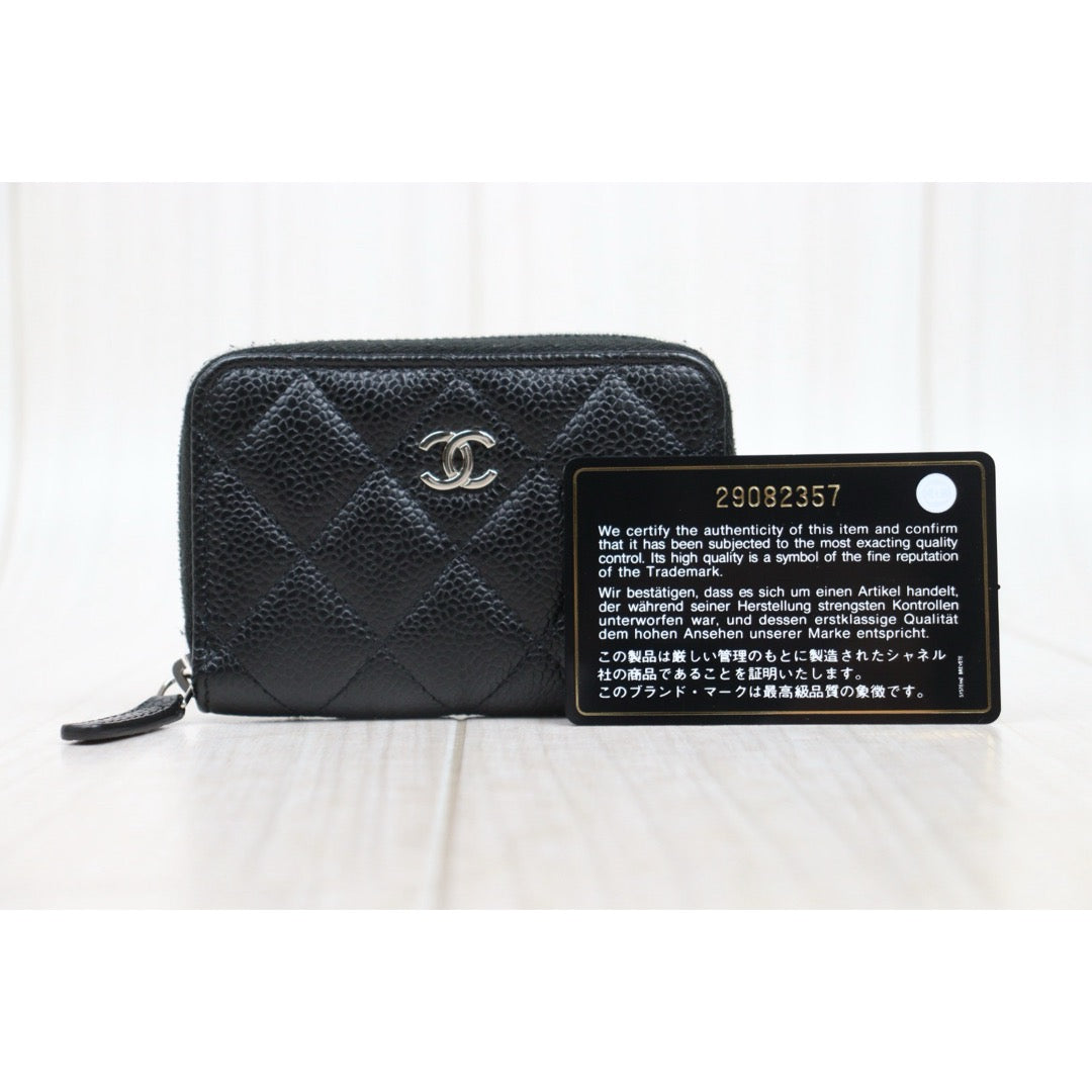 Very Good ( Rank A) ?CHANEL Caviar Skin Calf Leather Coin Purse Black Made In 2020 Year?25052911