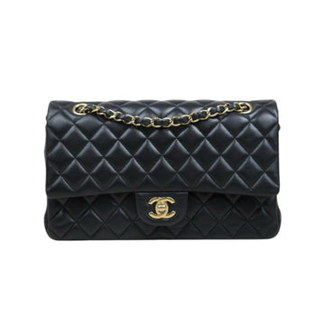 Very Good ( Rank A)? CHANEL Lamb Skin Matrasse Double Flap 25 Shoulder Bag  Black Made In 2021Year?S25062503
