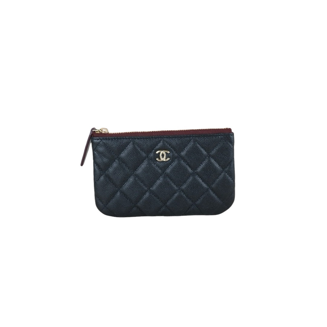 Excellent?Rank SA??CHANEL Caviar Skin Calf Leather Card Holder Black IC Chips Model?X25062321