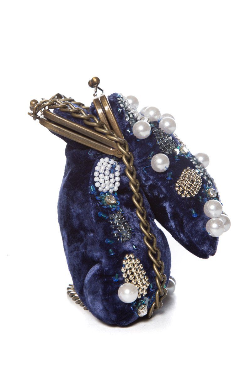 Entra Blue Velvet Bead & Sequin Cross-Body