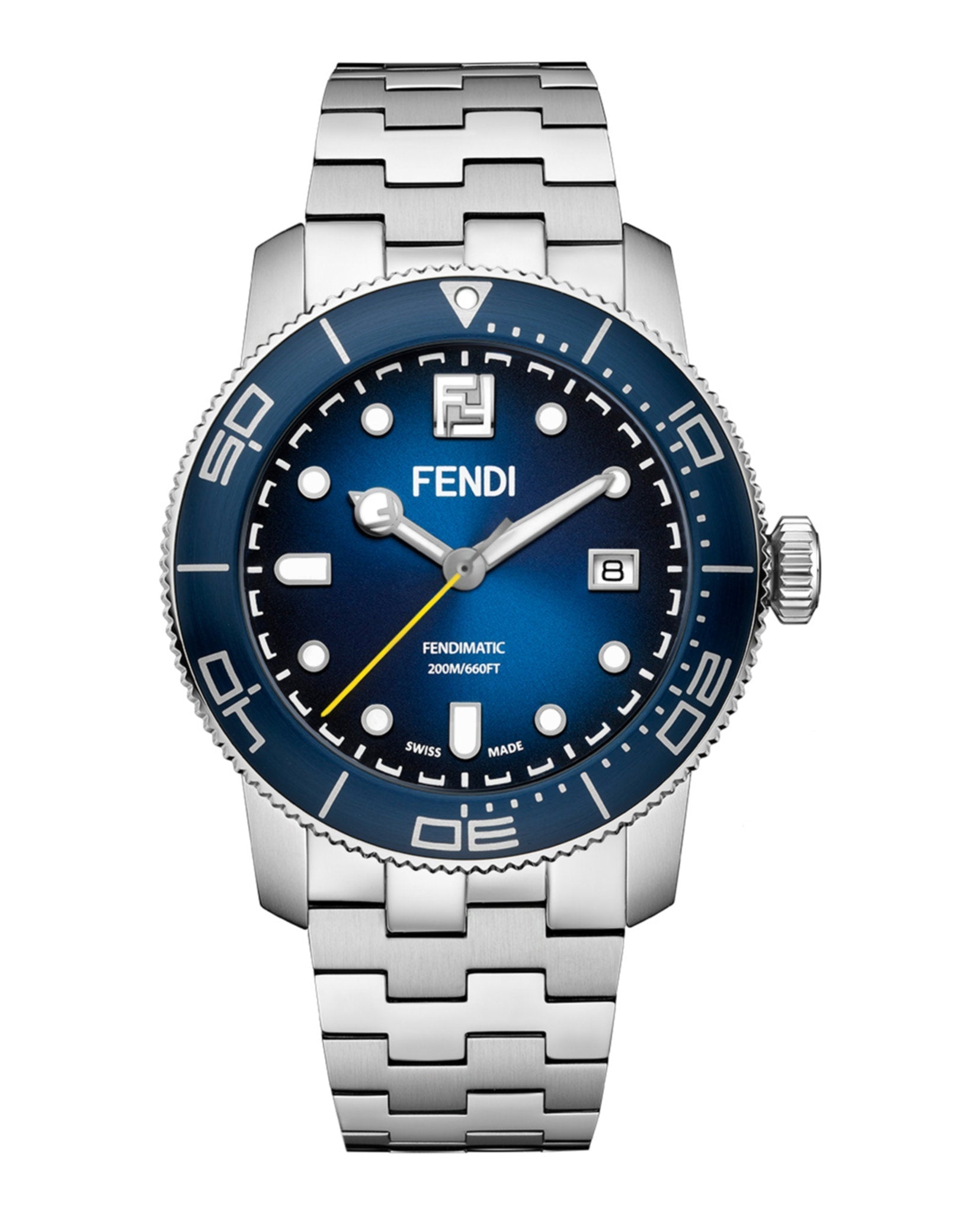 Fendi Mens Fendi Aqua Stainless Steel 42mm Bracelet Fashion Watch