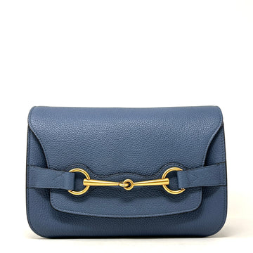Gucci Bright Brit Blue Grained Leather Shoulder Bag