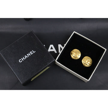 Very Good ( Rank A) ?CHANEL Coco Mark Gold 24 Plated Round Earrings Made In 1995 Year?25052921